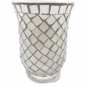 White Mosaic Vase or Candle Holder - NWOT
